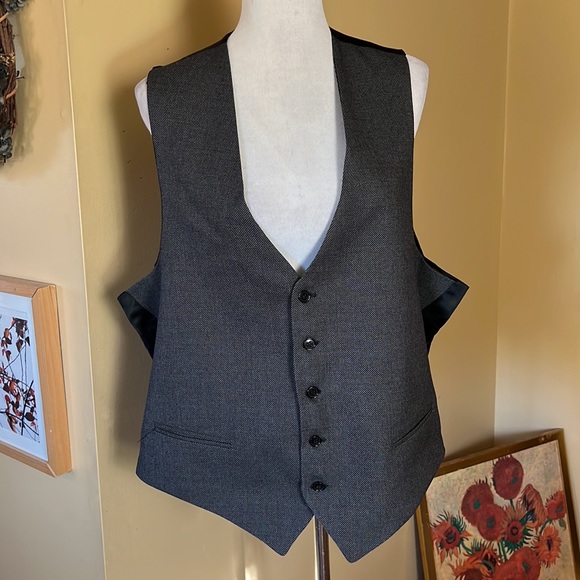 THOMAS CHURCHILL Size 46L Suit Blazer + Vest Gray 2-Button Virgin Wool Canada - Picture 8 of 16